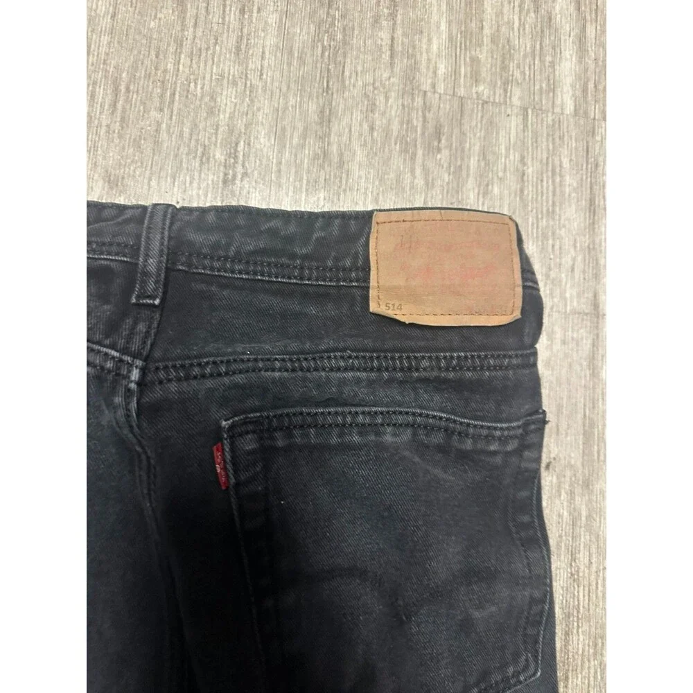 Levi’s 514 Distressed Denim Jeans 33x34 Black Ripped